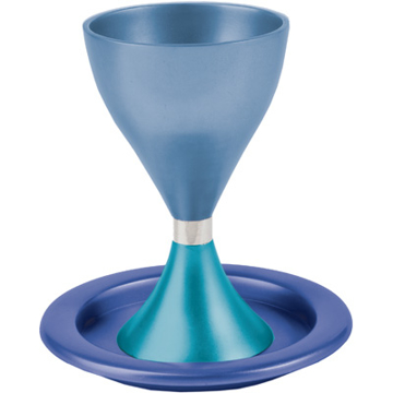 Picture of גביע קידוש מודרני - צלחת - טורקיז + כחול - CM-5 | יאיר עמנואל