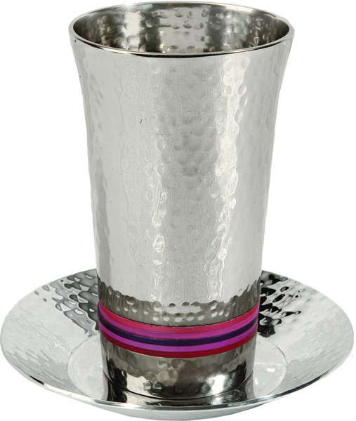 תמונה של כוס קידוש - עבודת פטיש + 5 טבעות - בורדו - CUG-3 | יאיר עמנואל