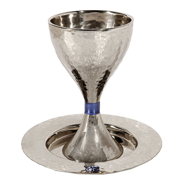 תמונה של גביע קידוש מודרנית - עבודת פטיש - כחול - CUS-2 | יאיר עמנואל