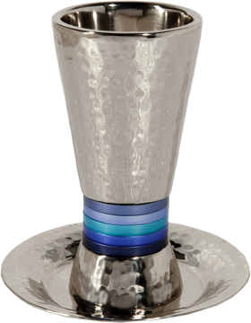 Picture of כוס קידוש - טבעות רחבים - כחול - CUT-2 | יאיר עמנואל